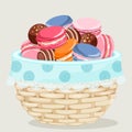 basket with chocolates and macaroon cookies